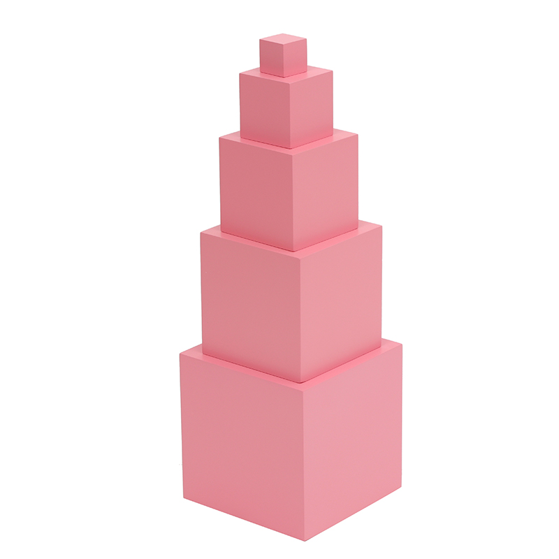 Toddler Learning Tower - 10cm Pink Tower 5 Steps Montessori