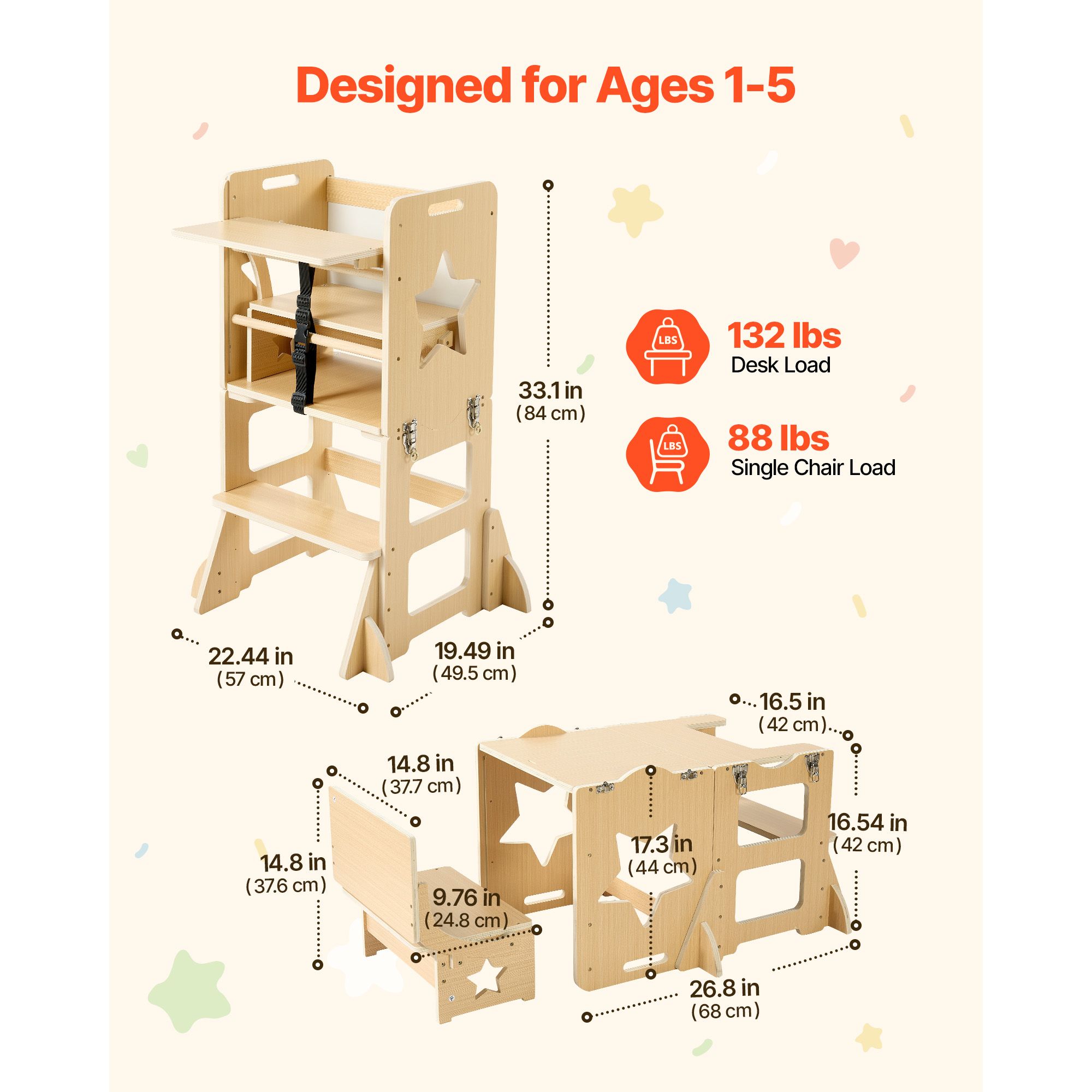 Toddler Tower, Wooden, 6 in 1  - огляд і ціна Toddler Learning Tower