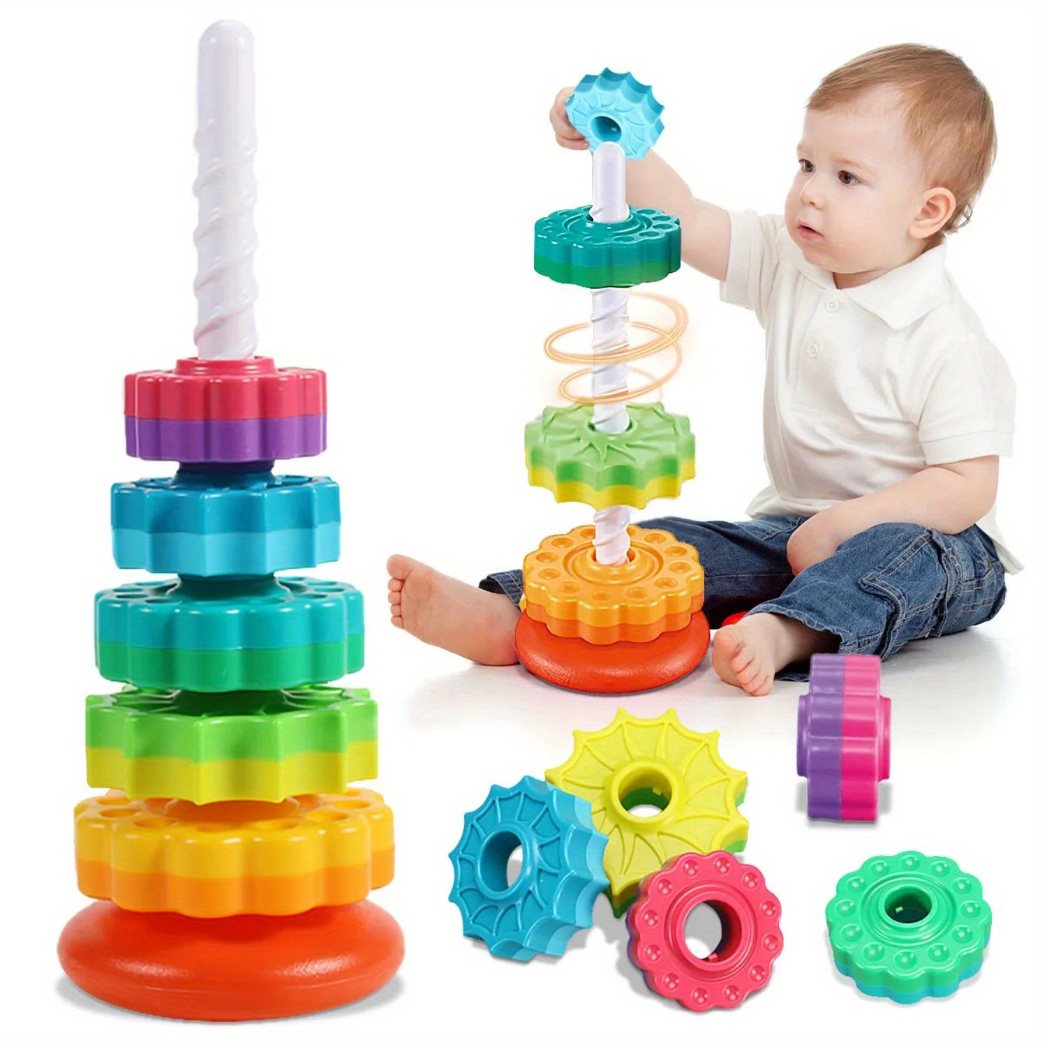Rotating Rainbow Tower Stack & - огляд і ціна Toddler Learning Tower