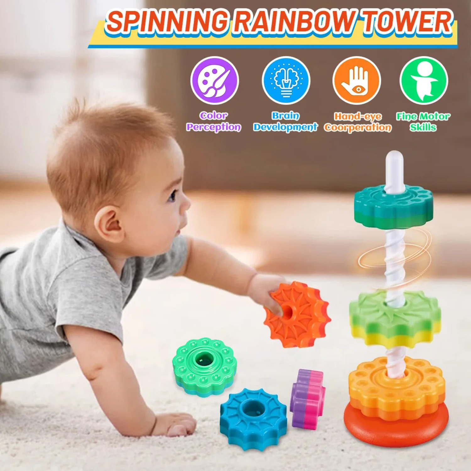 Rotating Rainbow Tower Stack & - огляд і ціна Toddler Learning Tower